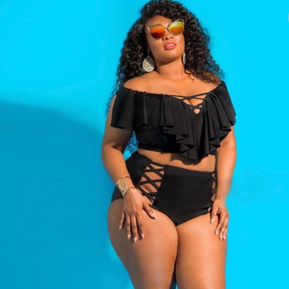 High waisted bikini black size XL